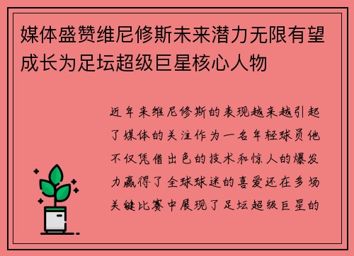 媒体盛赞维尼修斯未来潜力无限有望成长为足坛超级巨星核心人物